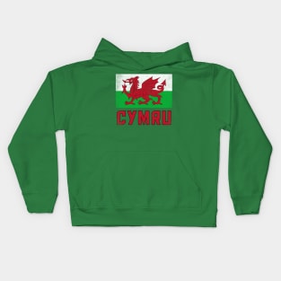Wales / Cymru Vintage Faded Flag Design Kids Hoodie